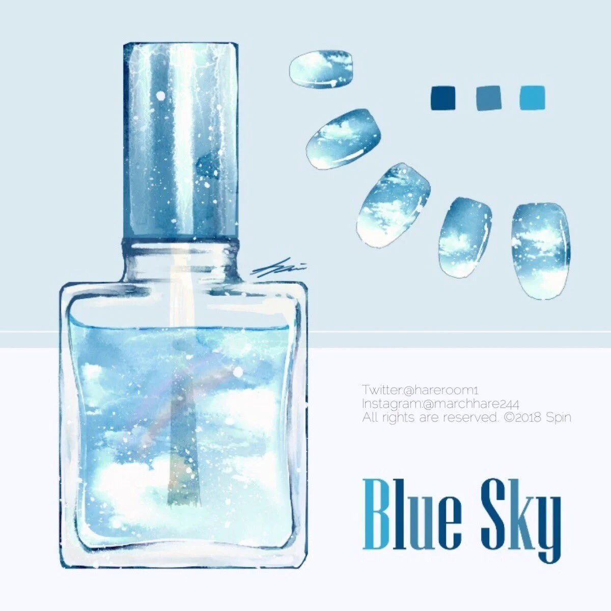 商品化希望・・・空の色をモチーフにした美しすぎるネイルカラーイラスト！！