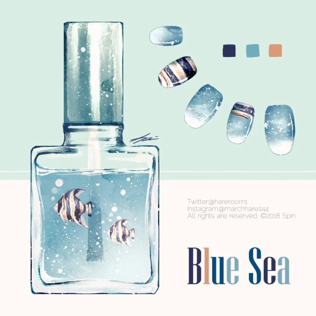 商品化希望・・・空の色をモチーフにした美しすぎるネイルカラーイラスト！！