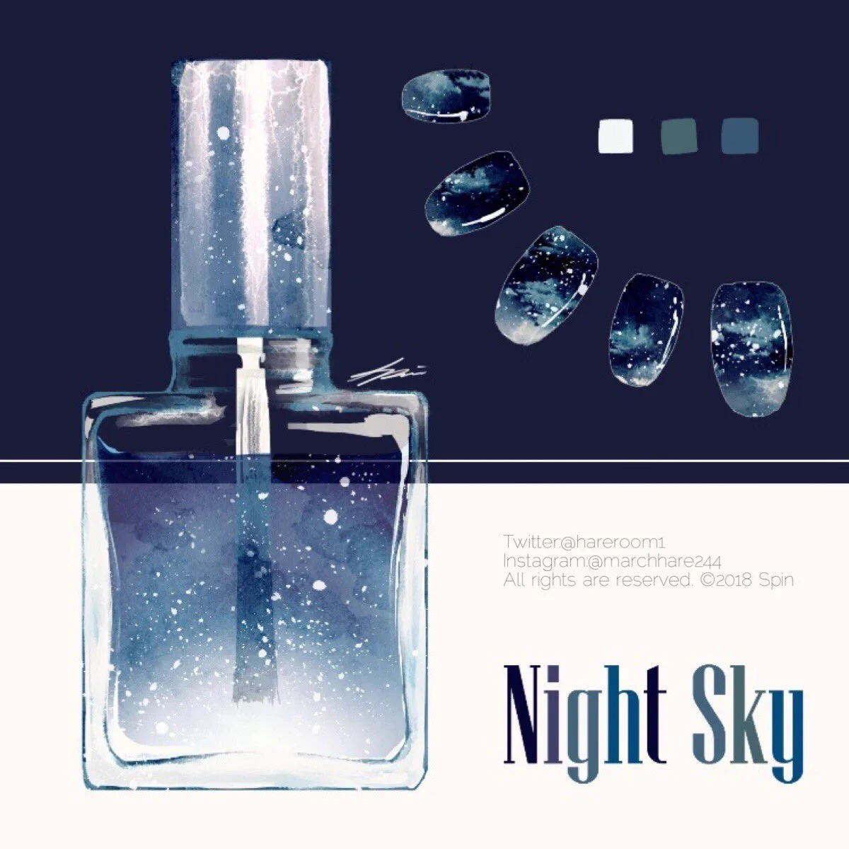 商品化希望・・・空の色をモチーフにした美しすぎるネイルカラーイラスト！！