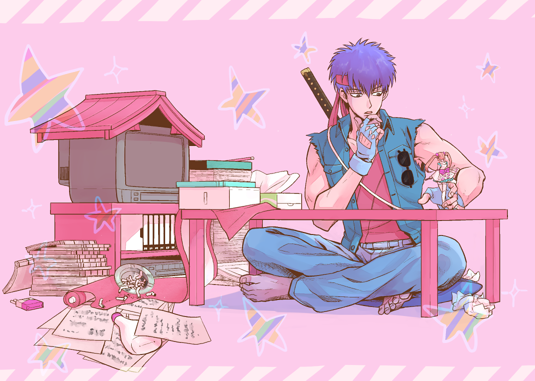 su_ha_59's tweet photo. マシュマロリクエストより『トッシー』　必要の無いものは机の下に落としていくスタイル　リクエストありがとうございました！ https://t.co/u1OJxDL2Um