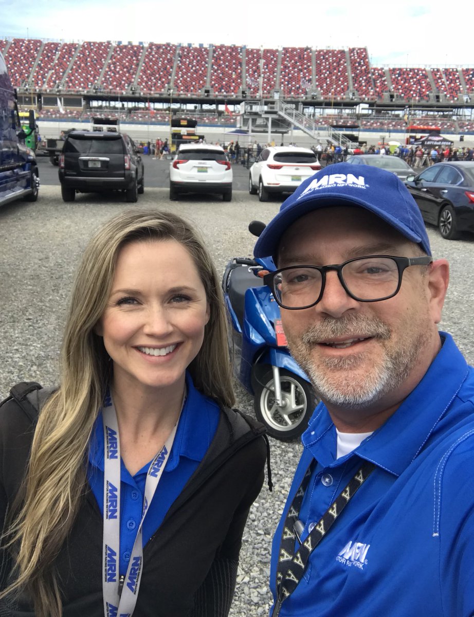 WYcain's tweet photo. Getting all set to kick off #1000Bulbs500 @TalladegaSuperS on @MRNRadio with @kimmiecoon 1pmET got a fun chat with Jimmie Johnson & Chad Knaus, then we’ll hop on that scooter back there and pop some wheelies in the gravel for bonus points. #ShesDriving #nascar #AskMRN https://t.co/XGH2Kukoo9