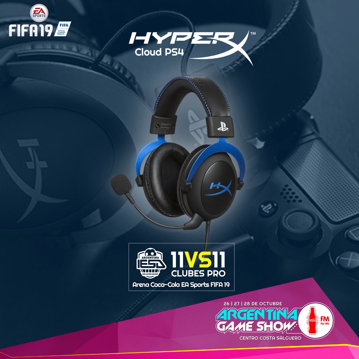 IESAFIFAar's tweet photo. #ArGameShowForMe

Te presentamos los auriculares @HyperXLatam Cloud PS4 que utilizarán los jugadores de @IESAArgentina en la 🏟️ Arena Coca Cola EA Sports FIFA 19.

¡Muchas gracias por apoyarnos! https://t.co/2JVVaWyxOT
