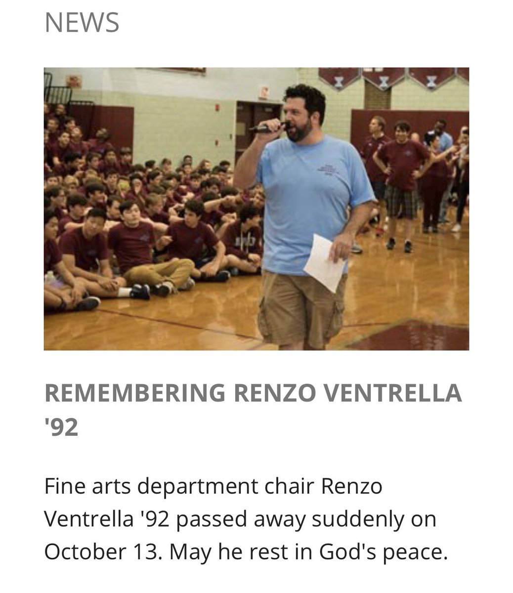 a true Man for Others and the voice of Xavier...  rest in peace to a teacher that brought life and humor to every art class he taught #SonsOfXavier