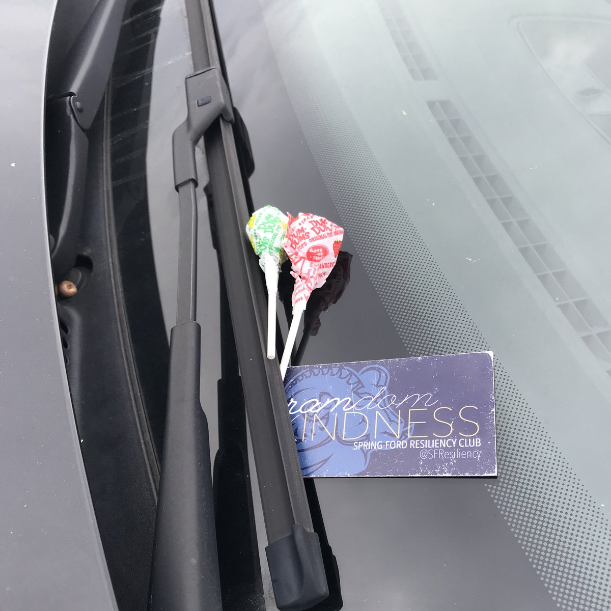 What do you do when you see a coworker’s car at the grocery store? Give them your last #RAMdom Act if Kindness card and a few lollipops.