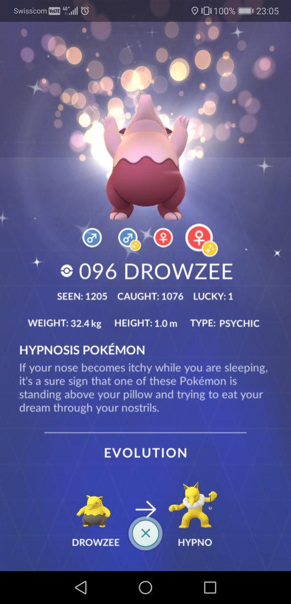 ZzRamonLPzZ's tweet image. Here are my #Drowzee results...

Total 
Seen: 1205
Caught: 1076
Lucky: 1
✨: 2

I love this little shiny "piano player"!

⓯⑭⓯ ☯/☯ IV: 97.8%
⑭⓯⓯ O/☯ IV: 97.8%
⑭⑧⑪ O/☯ ✨ IV: 71% - 76%
①⑤⑤ ☯/☯ ✨ IV: 24.4%

#PokemonGO