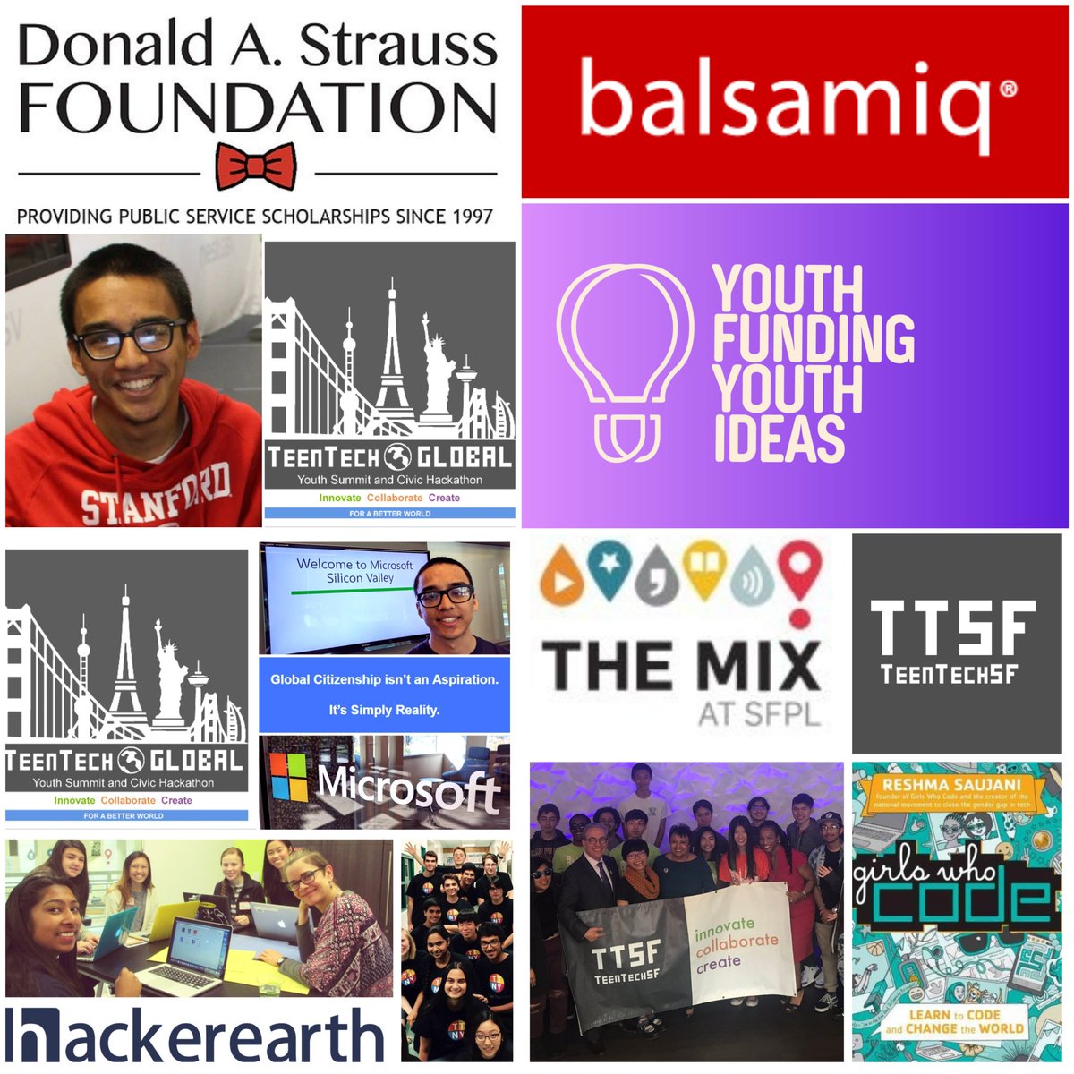 teentechsf's tweet photo. Thanks to our partners @StraussFoundation, @Balsamiq, @HackerEarth, #YouthFundingYouthIdeas @_YFYI, #TheMixatSFPL @FriendsSFPL, & @GirlsWhoCode for their support of the 2018 @TeenTechSF #CivicHackathon! Teens developing tech solutions to community problems #CivTech #TTSFCivicHack https://t.co/43hK7Ddwug