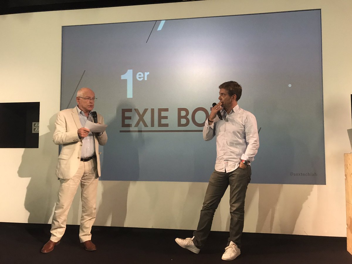 sextechlab's tweet photo. Notre grand gagnant est #ExieBot ! Annoncé par @ThomasRohmer et @humansexology #SextechLab2018 🎉🍾 https://t.co/l3eyZ2zbB0