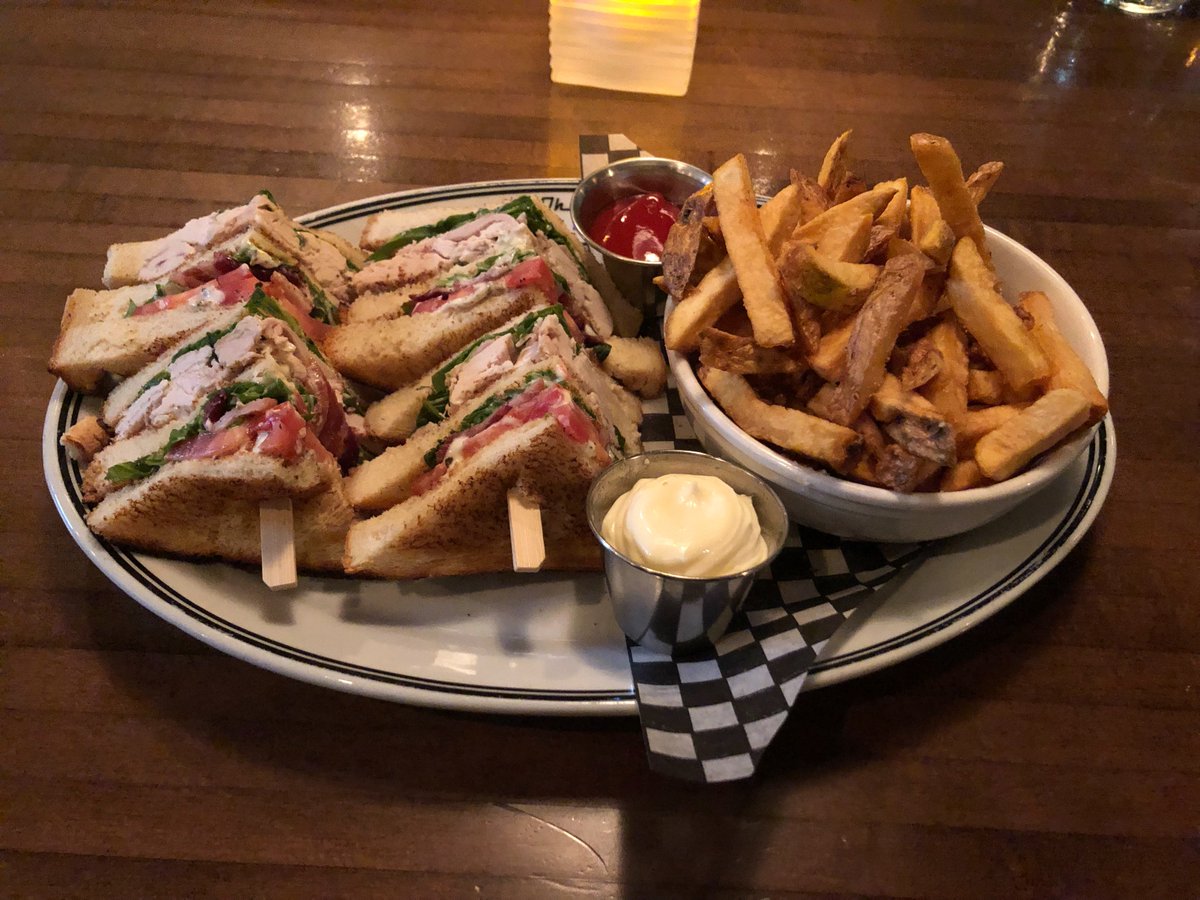 Last night's Clubhouse at the Beltliner in downtown Calgary. The sandwich itself was good (7/10) but the fries were really bad - either old or overdone. My buddy's fries were bad too so he let our server know, and she offered us free pie! Moral of the story: always complain.