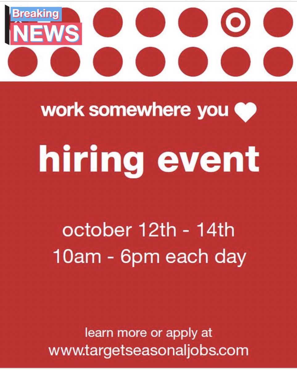 Last Day of the National Hiring Event! ABQ, Santa Fe, Farmington and Roswell are all hiring! Starting at $12! Come on in to your local Target! <a href="/NikkiJo11/">Nikki Jo</a>