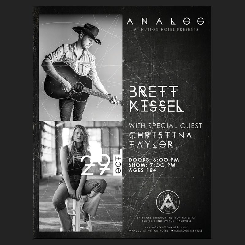 golongentertain's tweet image. In just a little over 2 weeks, @BrettKissel and @ChristinaTMusic will take the stage at the @analognashville ! Treat yo’ self on a Monday night for some unbeatable live music 🎶 #brettkissel #thatgirlchristina