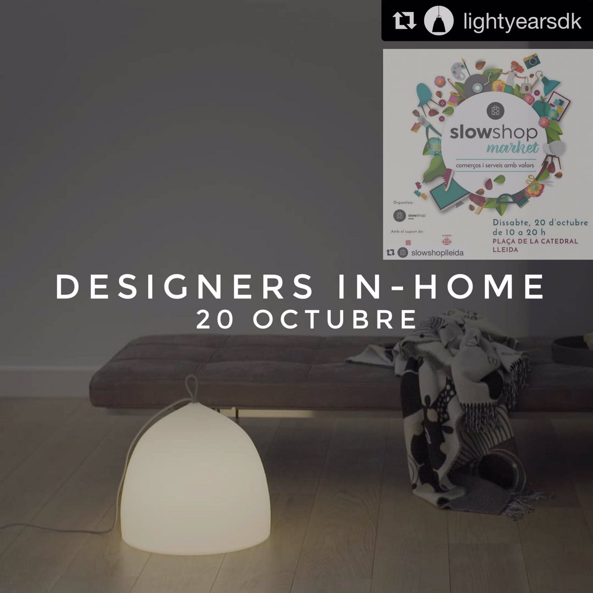 designersinhome's tweet photo. Nos llevamos la Lámpara Nómada 💡al #slowshopmarket!!! 🛍🔝
📍Plaza de la Catedral en Lleida
📆 Sábado 20 de octubre
⏰ De 10 a 20h
.
.
.
#slowshoplleida #slowshop #slowcitylife #designthinking #interiorismelleida #igerslleida #estilonordico #designersinhome @slowshoplleida https://t.co/wXmIs0b5h1