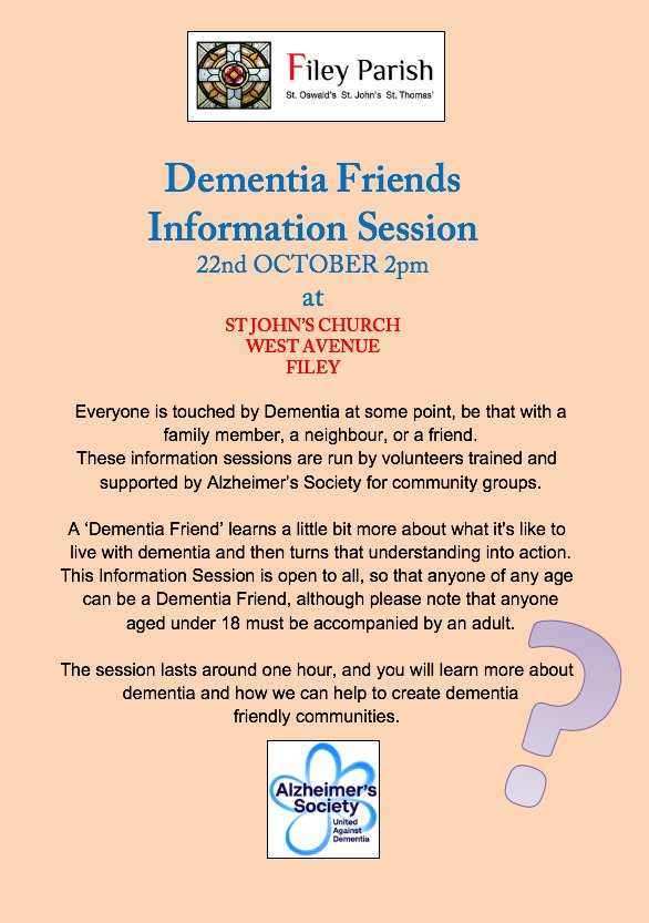 FileyVicar's tweet image. Dementia Friends Information Session fileyparish.org.uk/event/dementia…