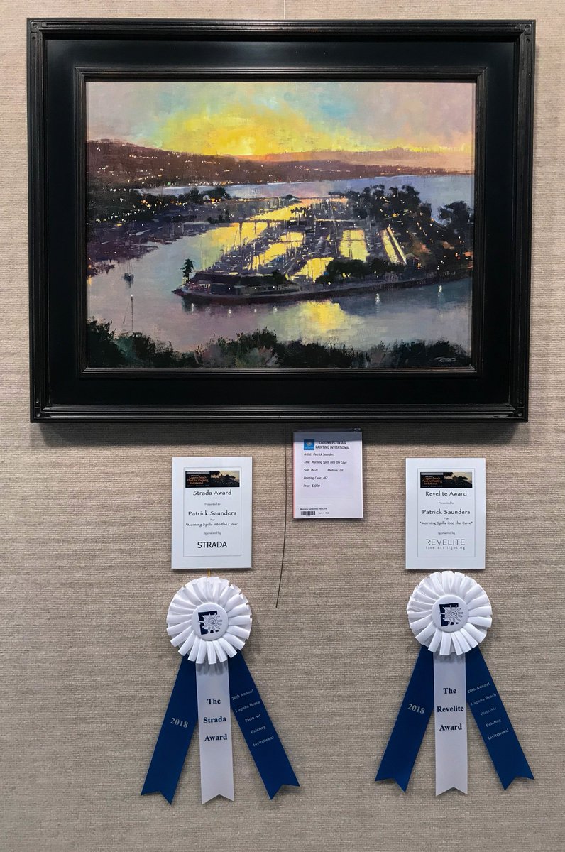 pleinairstream's tweet photo. So pleased that @psaundersart's painting "Morning Spills Into The Cove" (oil on linen, 18"x24" SOLD) won the #StradaEasel &amp; @RevelitebyCerno awards at @artLPAPA's #lpapa20th #PleinAirInvitational. #patricksaunders #patricksaundersfinearts #lpapa #lpapaartist #lpapasignatureartist https://t.co/Gtp5ECanoG