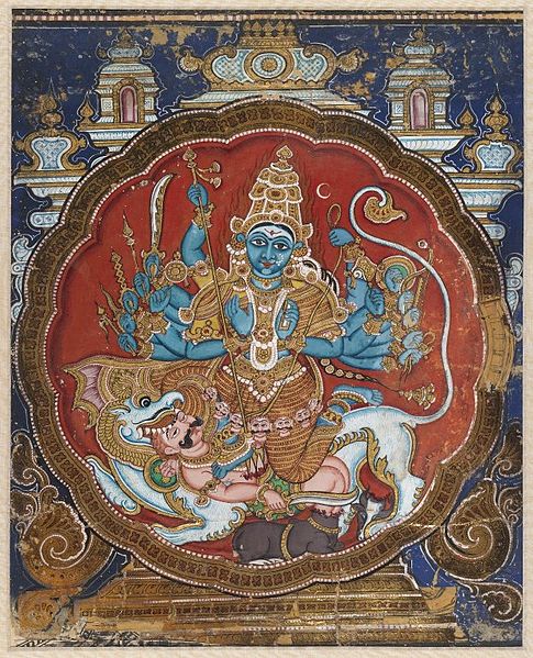  #Devi  #Durga  #Mahishasurmardinibeautifull  #painting at  #Brooklyn_Museum  #Museum #Navratrisimilar to patchitra? or from Andhra?  #Mysore  #Tanjore?