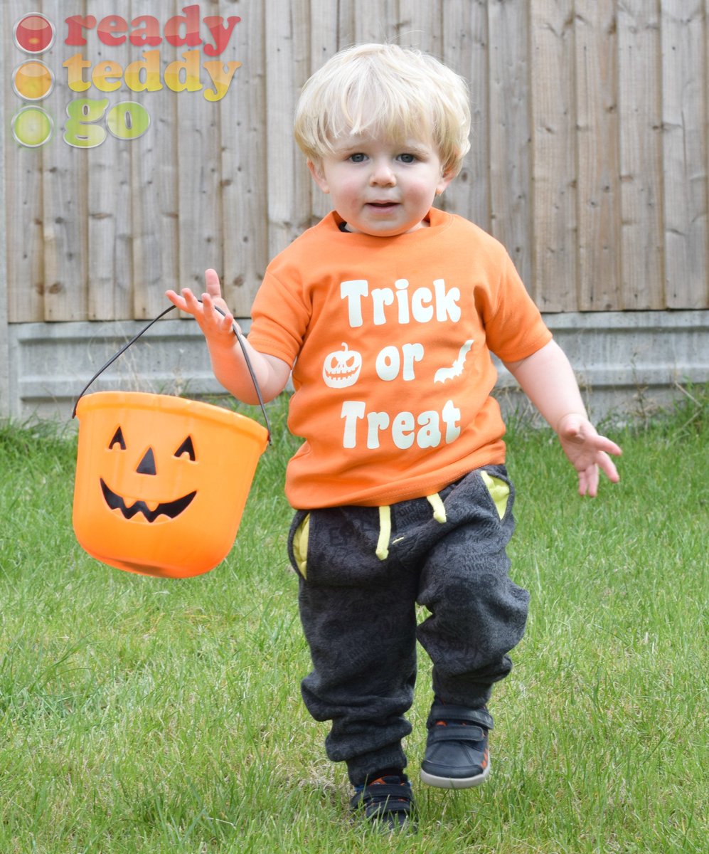 🎃 Ciall is ready for Halloween, and is rocking one of our GLOW IN THE DARK Trick or Treat T-shirts. 🎃#halloween #trickortreat #glowinthedark #pumpkin #fancydress #gifts #personalised