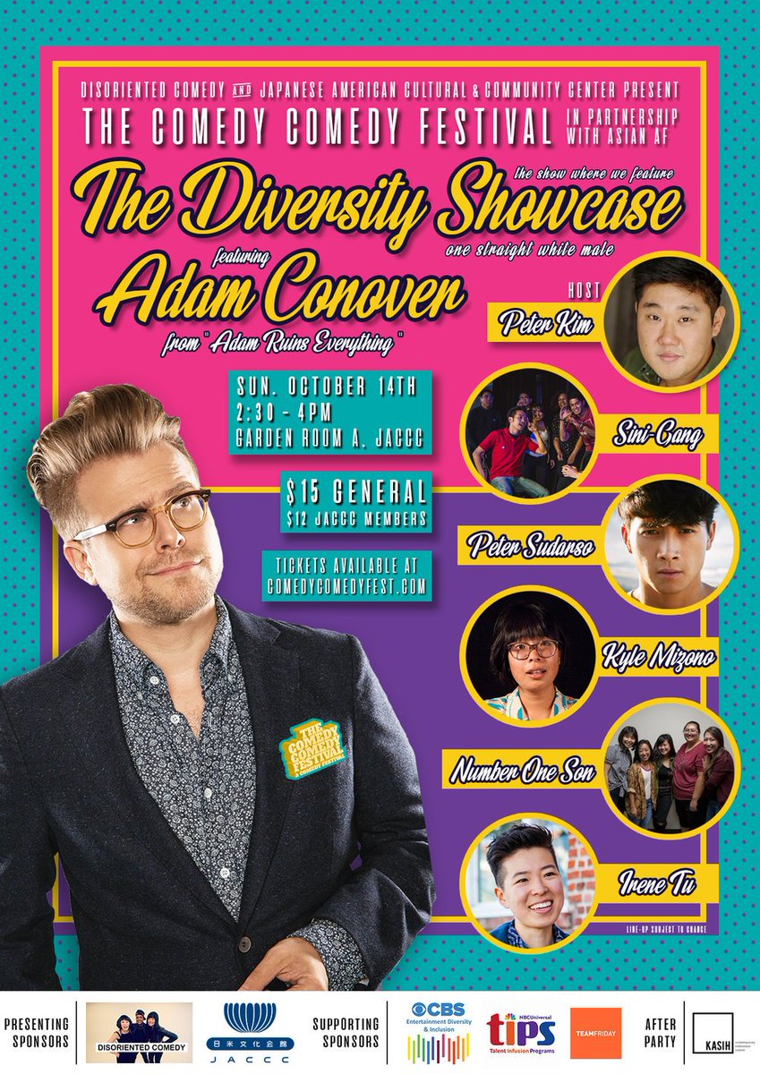 getdisoriented's tweet image. #LosAngeles YOU WANT #DIVERSITY?  We're giving it to you!  Come to our Diversity Showcase (Asian AF #5) at @jaccc_la !  Featuring  @KyleMizono, @irene_tu, @PeterSAdrian, token white dude @adamconover and MORE!   Hosted by @peterkz! Tickets here: web.ovationtix.com/trs/pe.c/10333…