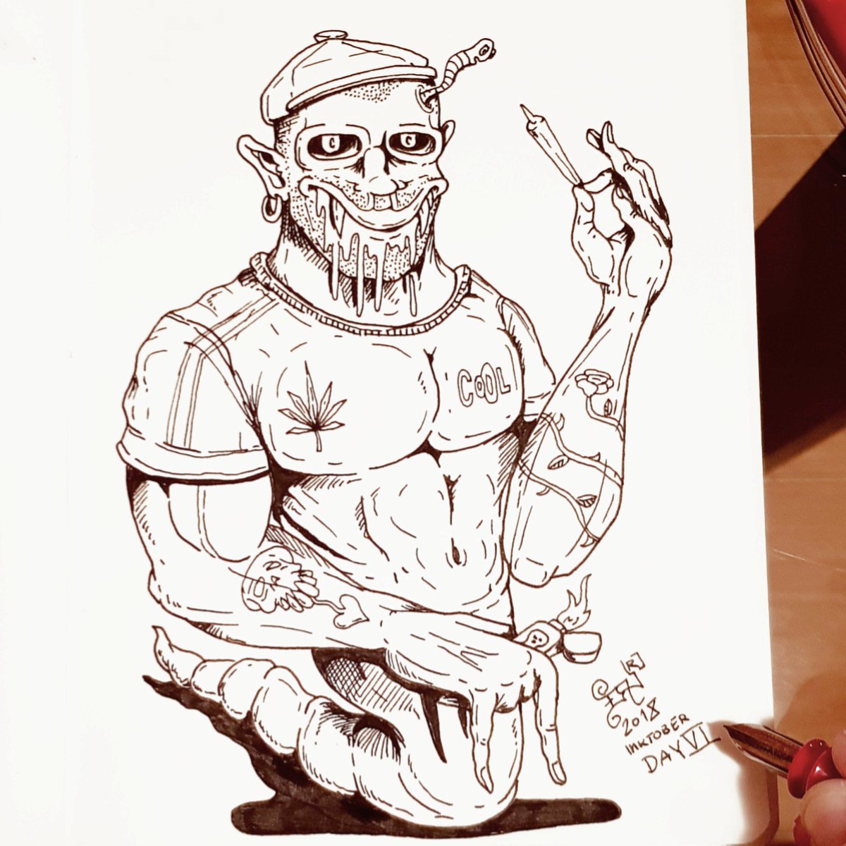 nikolas83gianni's tweet photo. #art #artist #ilustrator #designer #nikolass #nikolass83 #nikolass83gianni #inktober #inktober2018 #inktober2018day6 #inktober2018day6drooling #ink #blackinkart #blackink #deviantart #penup #reynolds #rotringcore #drooling #rose #skull #weed #worm #tattoo #samsungnote8photography https://t.co/jzYcJoMhUr