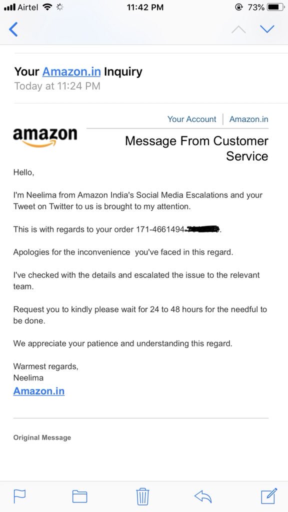 iMBiGMiGHT's tweet image. Your colleague says 24-48 hours and u say 6-12 hours? This shows you guys are not helping but playing with ur clients and taking them for granted #liaramazon #fraudamazon #amazonfraud #boycottamazon @amazonIN ur #fraudcompany
