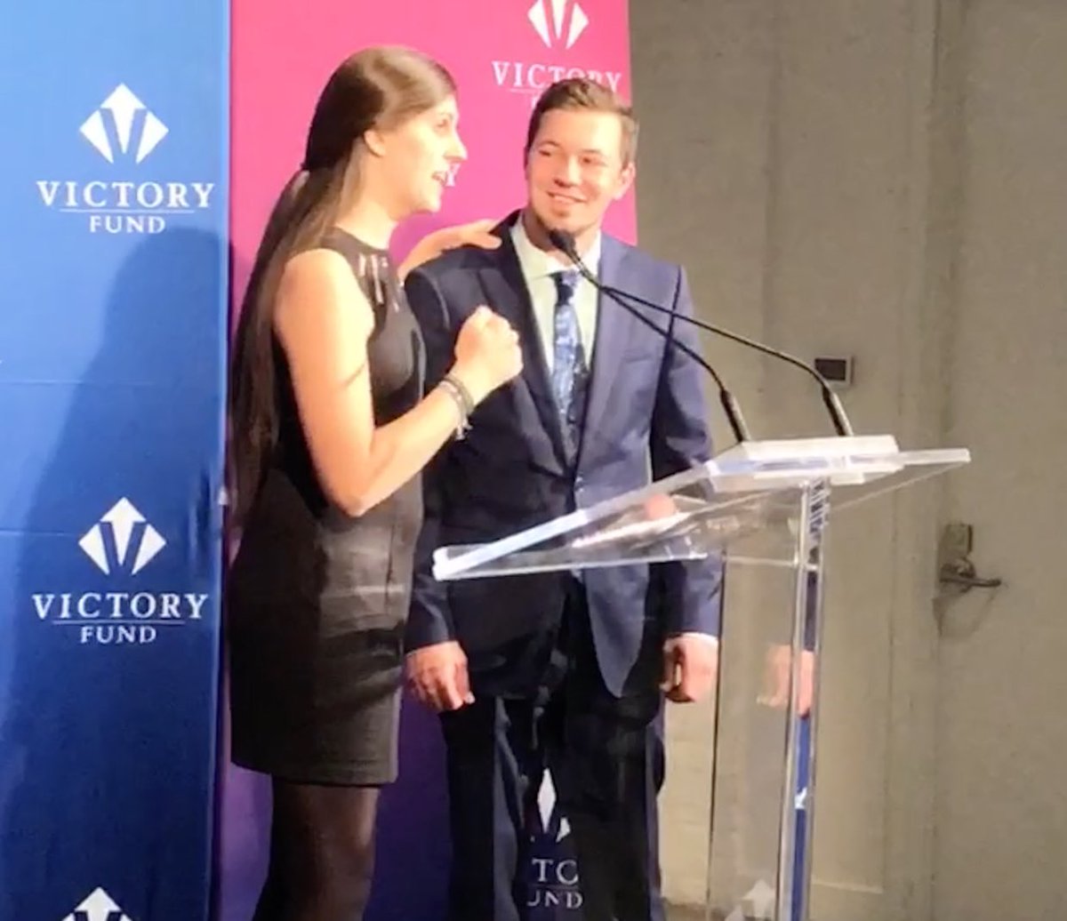 Kevin4Cook's tweet photo. What an absolute honor to be invited on stage by someone I look to as a hero! Thank you @pwcdanica for the shoutout, and to the @VictoryFund for allowing me to share my message of the need for affordable and accessible mental healthcare. #flipthe15th #ABetterCookCounty https://t.co/HxlFxLo3IY
