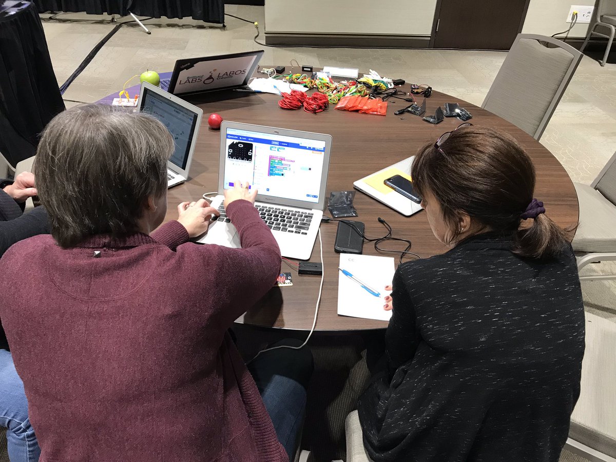 MQPSchool's tweet image. Ms. Rose, Ms. White and Mr. Walter at the TeacherCon conference from #canadalearningcode #mqpcodes