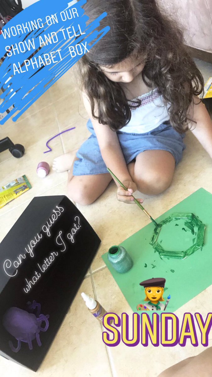 tmce0419's tweet photo. My big girl is working on her alphabet box for this monthโs #JrK show and tell. Mom & dad are impressed by the way she talks about her class and sheโs loving the project. @Torresc013 thanks for inspiring this little learner every day, #seeyouinC2! #gslearning #littleraider https://t.co/j21xYbMmEP