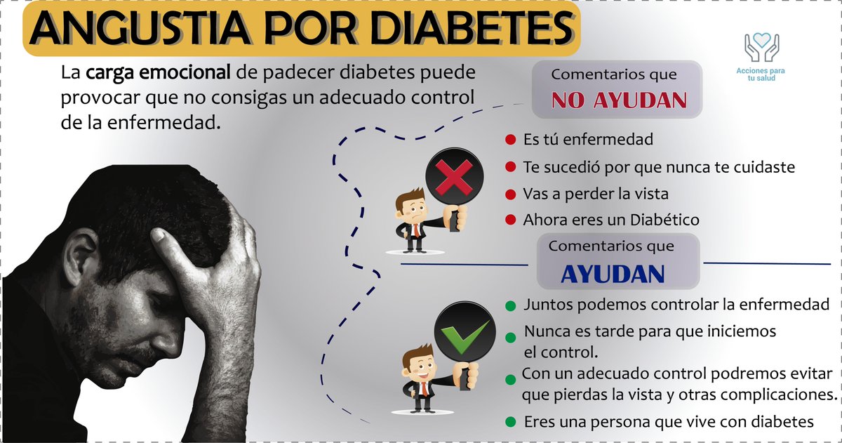 acparatusalud's tweet photo. Vivir con diabetes se vuelve muy difícil cuando no cuentas con el apoyo de alguien ya sea de tu esposa o cónyuge, familiares, amigos.
Haz el cambio y ayúdale(a), ellos(as) también sufren en silencio.
#saludmental #angustia #diabetes #estrés #apoyo #ayuda #grupoayudamutua https://t.co/vEEAFZ8P1P