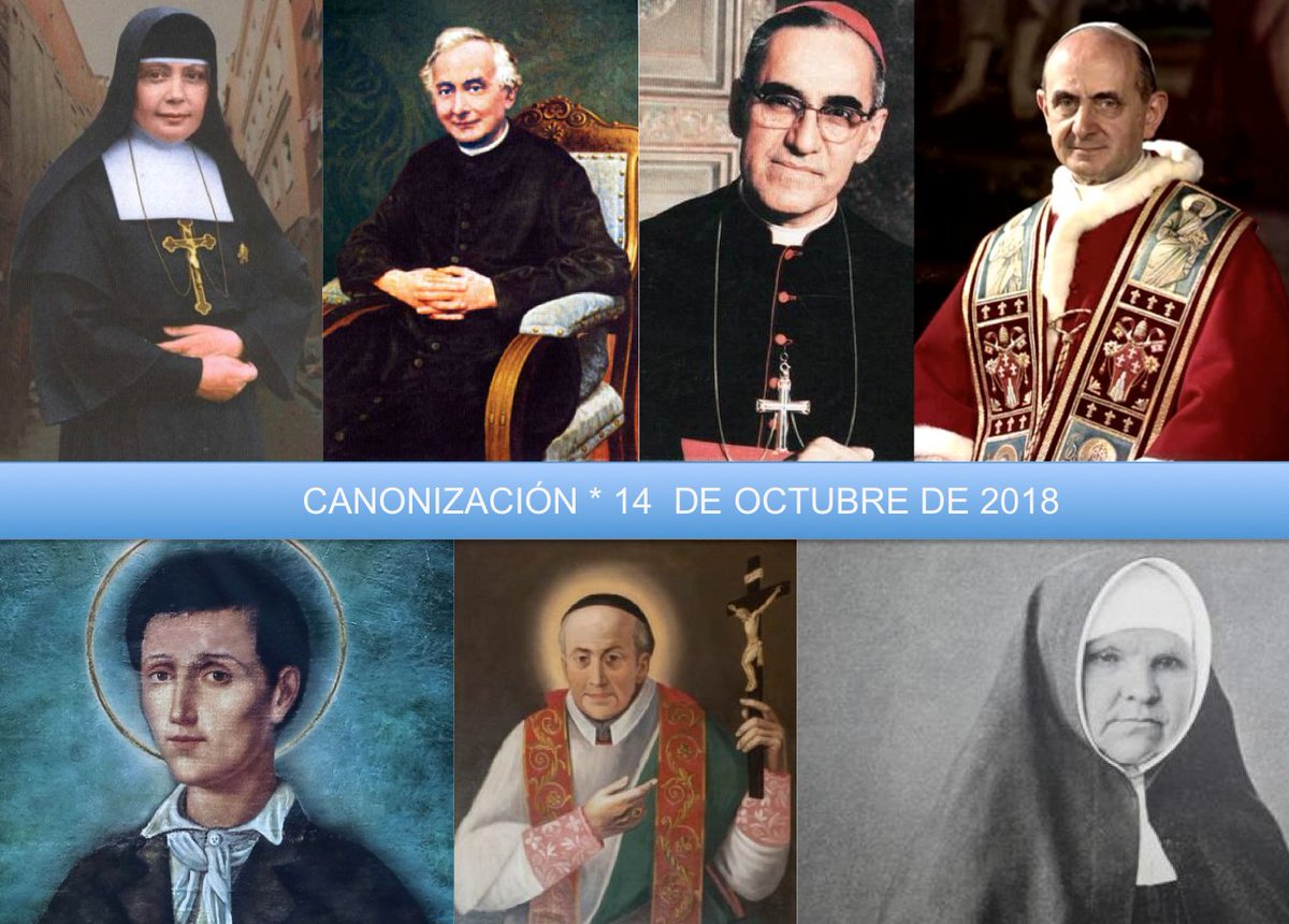 KustraD's tweet photo. La Iglesia Católica tiene 7 nuevos santos.

San Pablo VI
San Óscar Romero
San Francesco Spinelli
Santa Nazaria Ignacia de Santa Teresa de Jesús
Santa María Caterina Kasper
San Vincenzo Romano
San Nunzio Sulprizio. 

!Rueguen por nosotros! https://t.co/amaTMAPIHR
