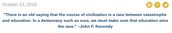KSlindeVBCPS's tweet photo. This is a quote from the @NationalPTA Newsletter.  #Ilovepubliceducation https://t.co/Eo1wjXFZSP