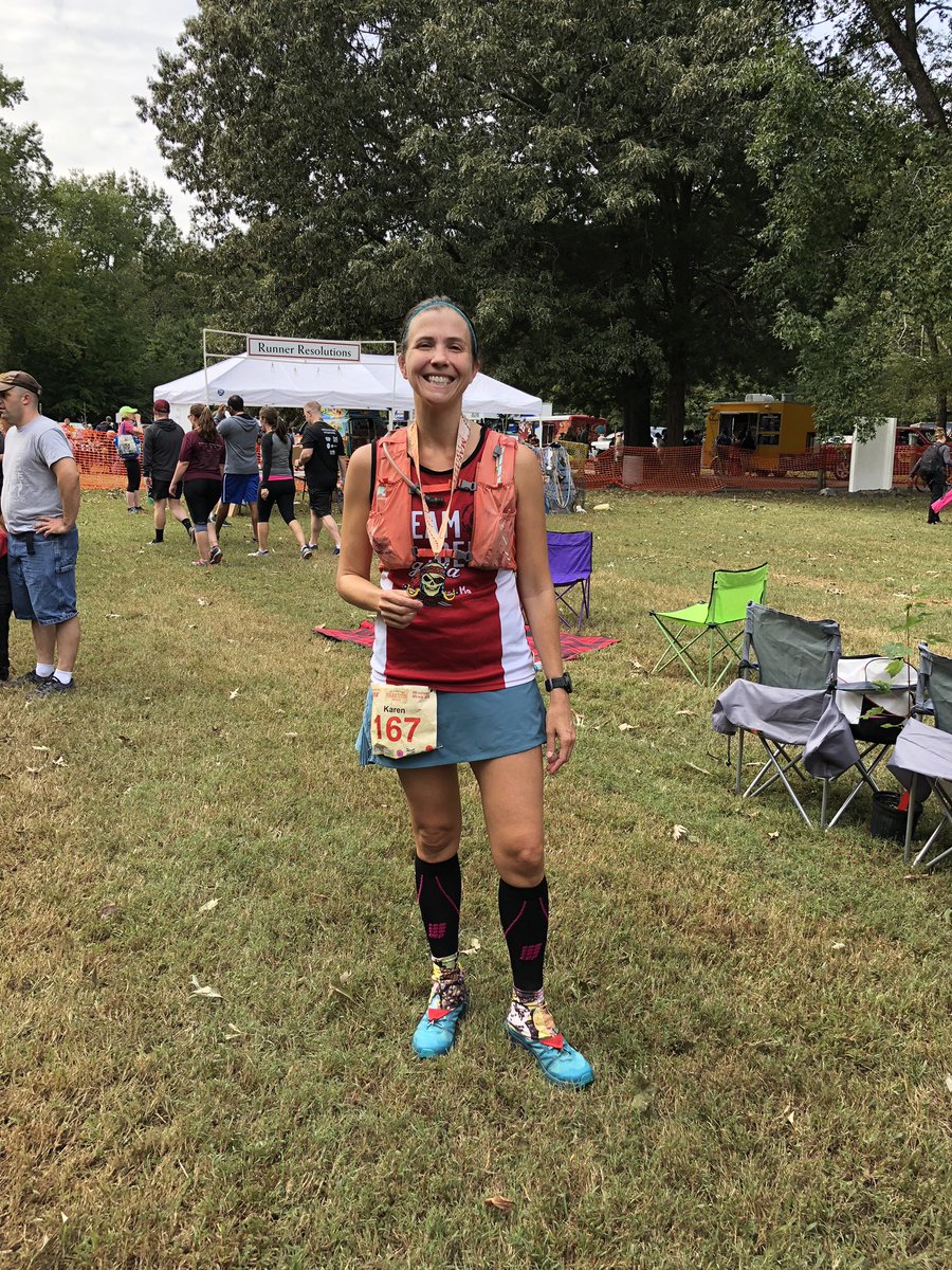 klsruns's tweet photo. Great run at the Noland Trail Marathon today. Thanks @flatoutevents for a super day! Fueled by @HoneyStinger. And of course sporting my @NortheastBeef gear for Team Beef on the course (followed by a burger post race!!)! @teambeefusa #beeffuelsme #hshive #runtrails https://t.co/hdqA02y7Hk