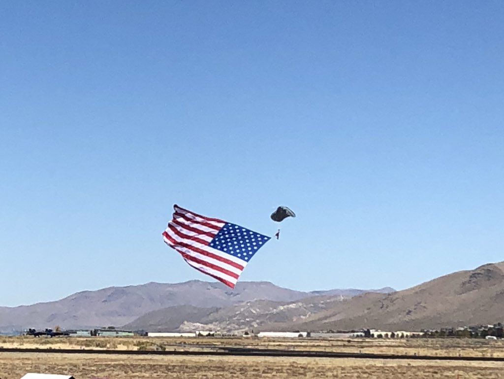 AirShow_360's tweet photo. The flag has dropped. The anthem has been sung. It is time for an #airshow at @Av_Roundup at Minden-Tahoe Airport in Nevada! #airshow360 #weloveaero #weloveairshows #AviationRoundup #WhyCV https://t.co/gn8Lz0WeY4