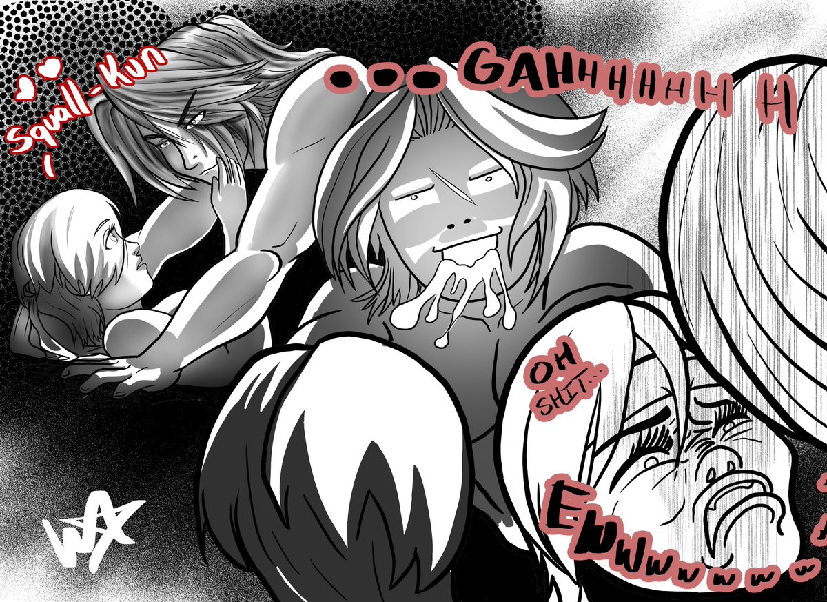 Magnomite's tweet image. #inktober #Inktober2018 #Day6
#Drooling #Squall #Yuffie #eww #Request #shipit #KingdomHearts3 #KH3