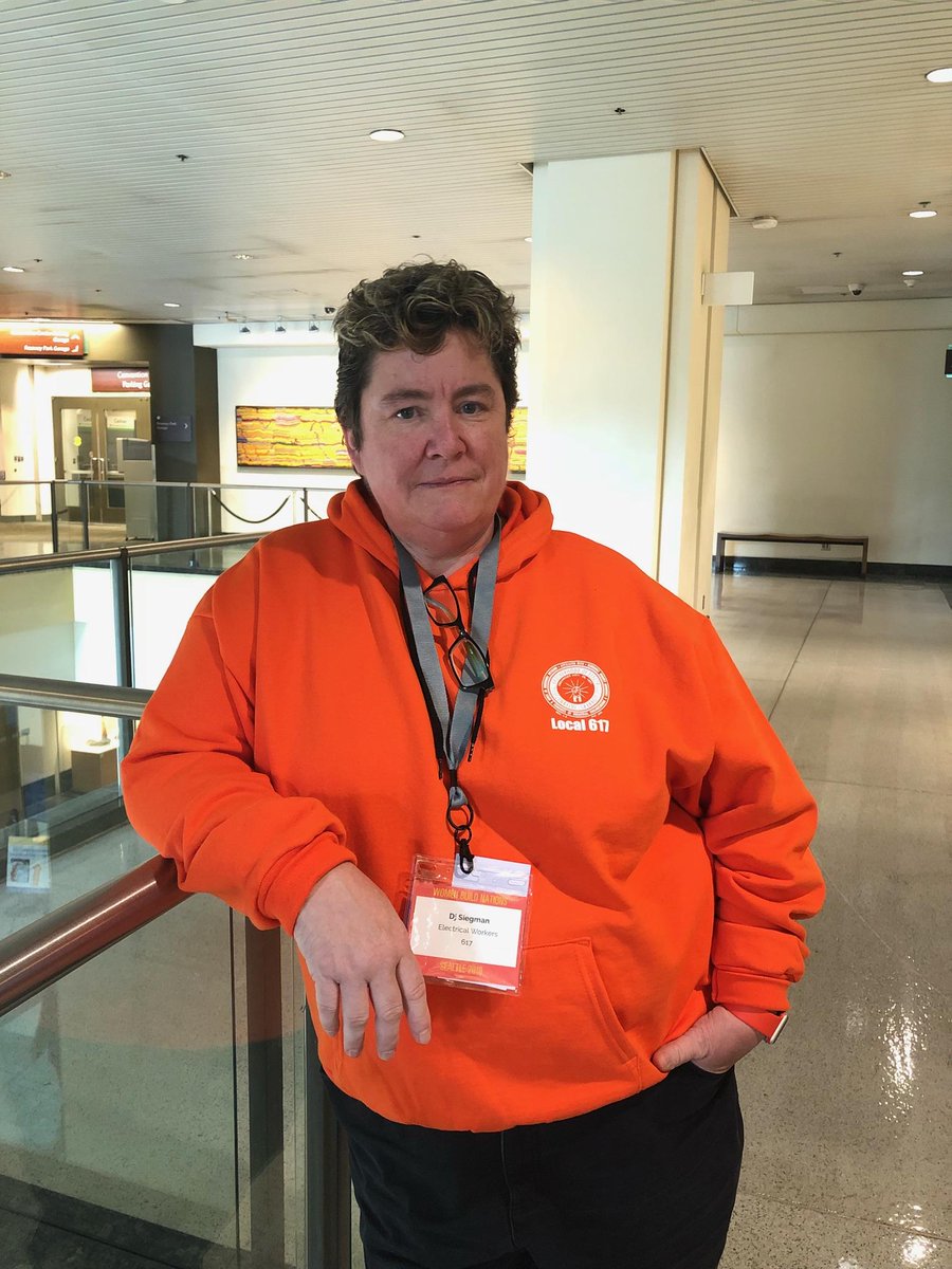 ANEWapprentice's tweet image. “Most women are introduced to traditional careers such as nursing and teaching, which is very respectable and important. I want women to see that this [career] option exists too - it is not out of their reach.” - DJ, with @IBEWLOCAL617 at #WBN2018 Women Build Nations #tradeswomen