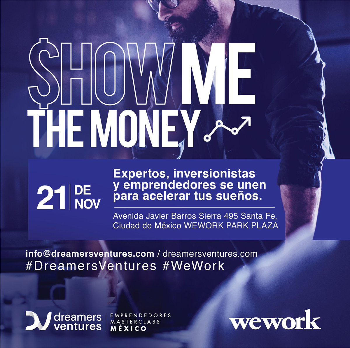 [ Masterclass México ] Show me the money! 💴 Cómo asegurar capital para tu negocio. Con inversionistas y expertos internacionales como <a href="/mannyfernandez/">Manny Fernandez</a>  <a href="/liligil/">Lili Gil Valletta</a> <a href="/PabloSalazarR/">Pablo Salazar Rojo</a> compartiendo sus mejores tips en este foro en @WeWorkMEX > dvmexico.splashthat.com #angels #capital