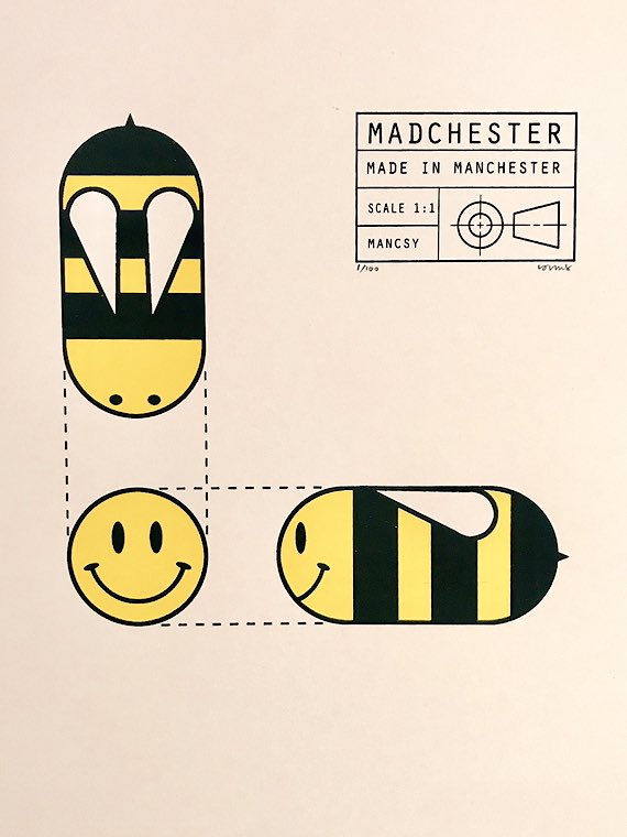RealMancsy's tweet photo. #MADCHESTER #beyondthebee #technicaldrawing #limitededition #screenprint #freebee #finderskeepers #Manchester #music https://t.co/sQ3dDN8huT