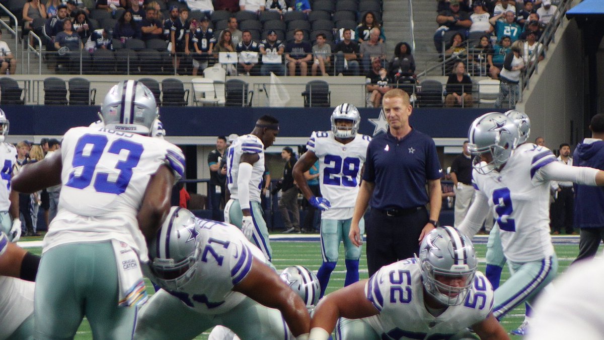 BKaplanFOX4's tweet photo. Perhaps Jerry is evaluating a new qb. #4TheCowboys https://t.co/1y8mr8lZct