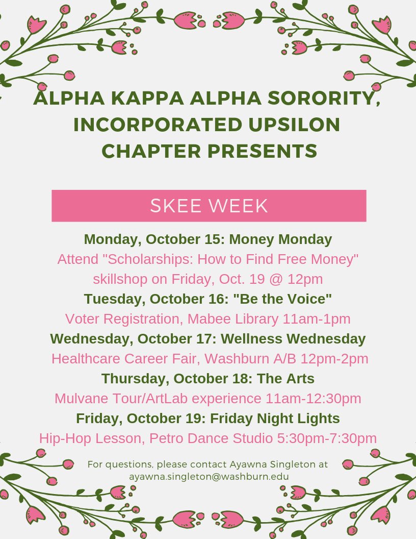 Please join us for Skee Week!! We have a lot of great activities planned and would love to see you there! 💕💚