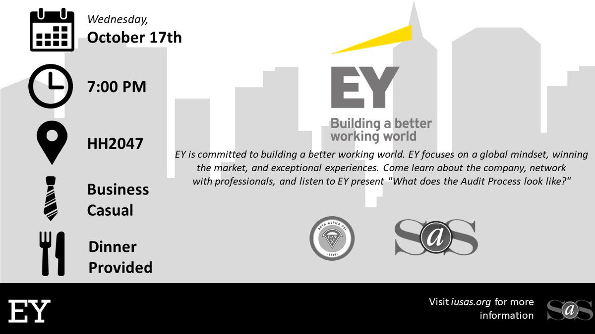 Join us Wednesday at 7:00 PM in HH2047 for a professional event with @EY_CareersUS!