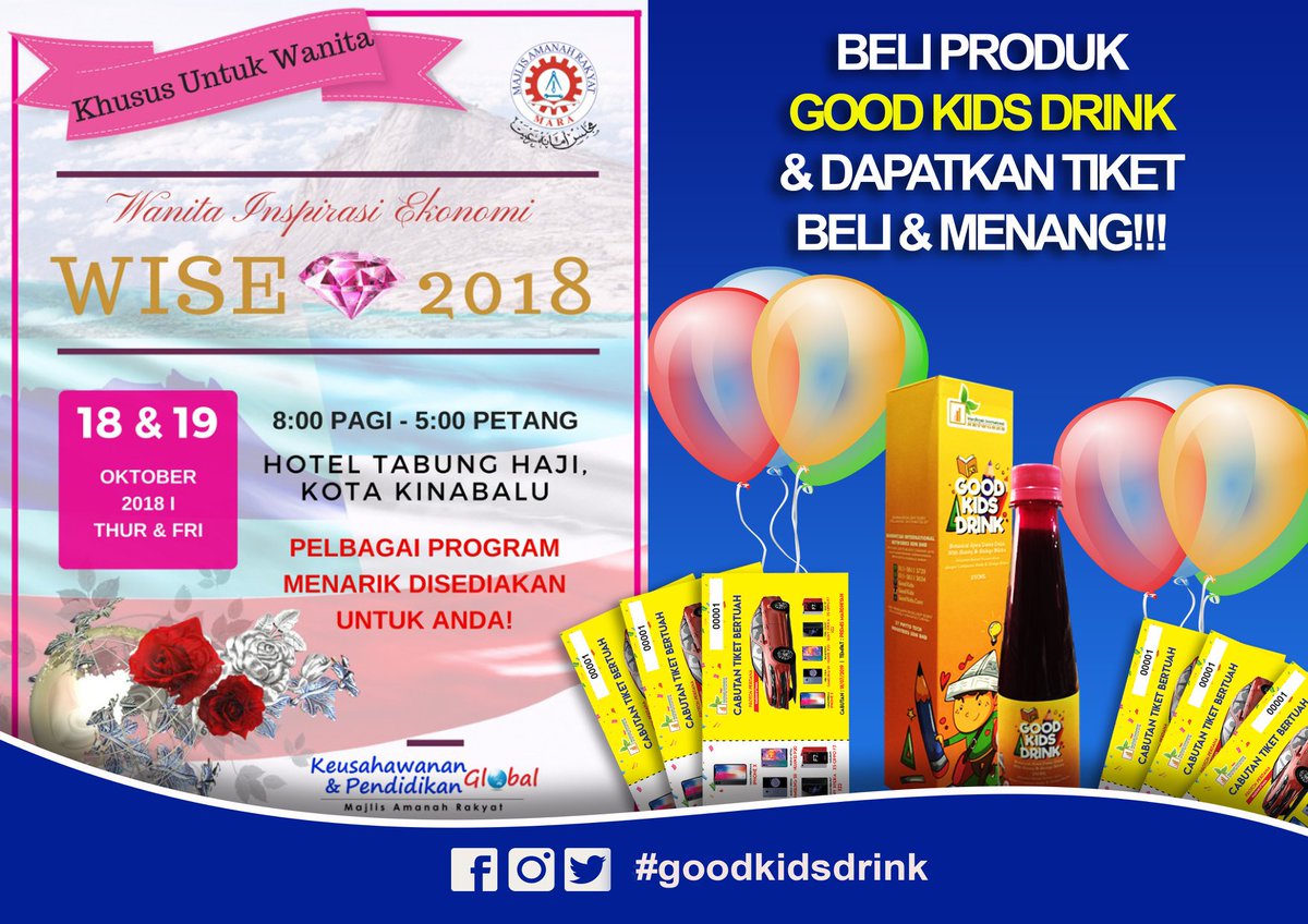 drink_kids's tweet photo. 🎉JANGAN LUPA TEMUI KAMI DI HOTEL TABUNG HAJI, KOTA KINABALU SABAH 🎉
Dengan pembelian produk Good Kids Drink, kami akan memberi anda SPECIAL DISKAUN😱🤗 dan tidak lupa juga dengan PERCUMA TESTER
#wanitainspirasiekonomi #wise2018
share and like 👍 https://t.co/p8LQeT9KnP