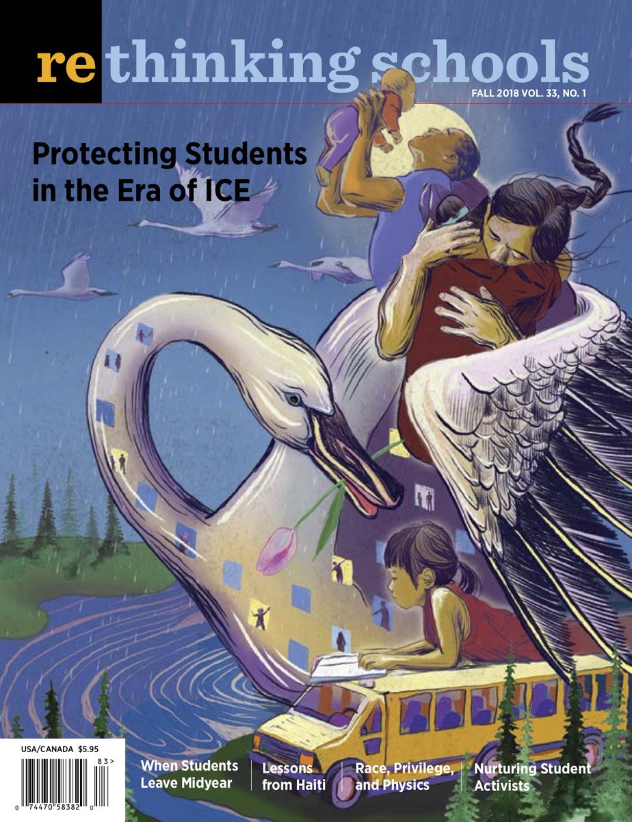 RethinkSchools's tweet photo. Our fall issue is out now. Main editorial is on the important role teachers play in resisting Trump's war on immigrant families. Cover art by @jessxsnow. Subscribe now for more than 40% off the cover price. Use code SSUB14 at https://t.co/W58l9r4GI1 https://t.co/jJGdfVHjja