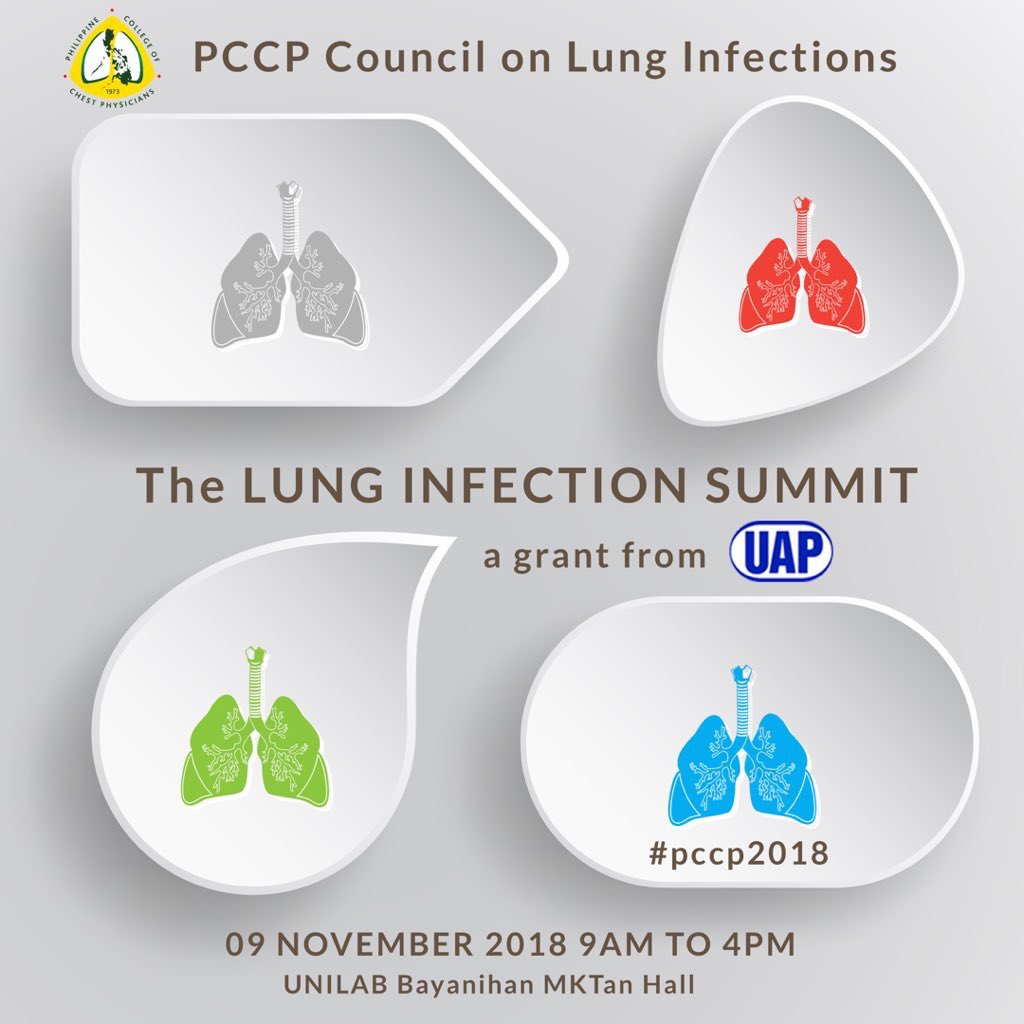 pccp_lunginfexn's tweet photo. Experts need constant updates. See you on November 9, 2018 830am to 4pm at the Unilab Bayanihan MK Tan Hall.  #pccp2018 https://t.co/TisFkqm2Ss https://t.co/VBXJQJ93PC