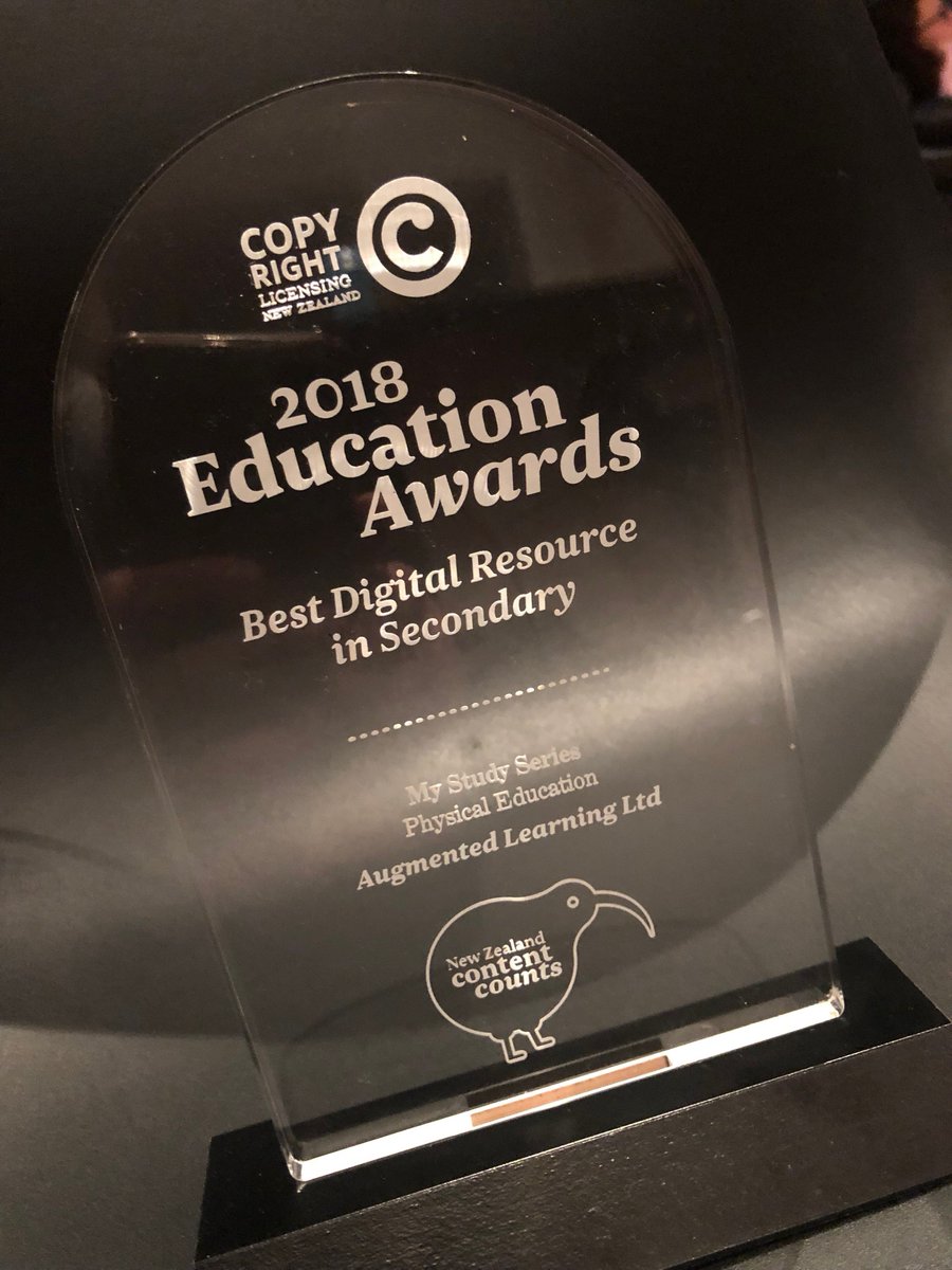 MyStudySeries's tweet photo. So grateful for being recognised for our efforts at the Copyright Licensing NZ Educational Awards winning the Best Secondary Digital Resource category! Looking forward to our biggest year yet in 2019 - new content, new learning areas and a new site! #nzhpe #mathsnz #nzamt https://t.co/7yrR8DzGU4