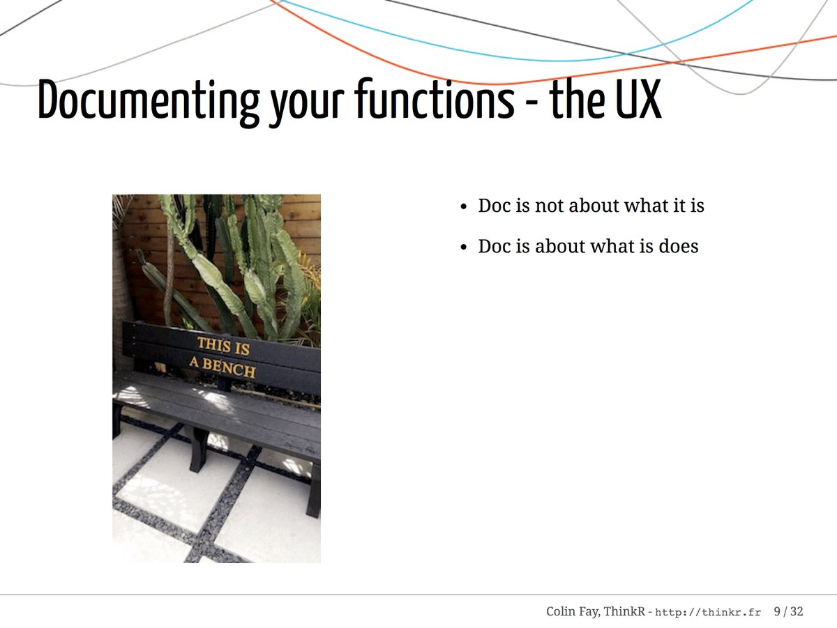 dataandme's tweet image. 📽 Excellent slide decks from @_ColinFay's workshop:
📦 "Building a package that lasts" 
buff.ly/2L5cP8O #rstats #eRum2018