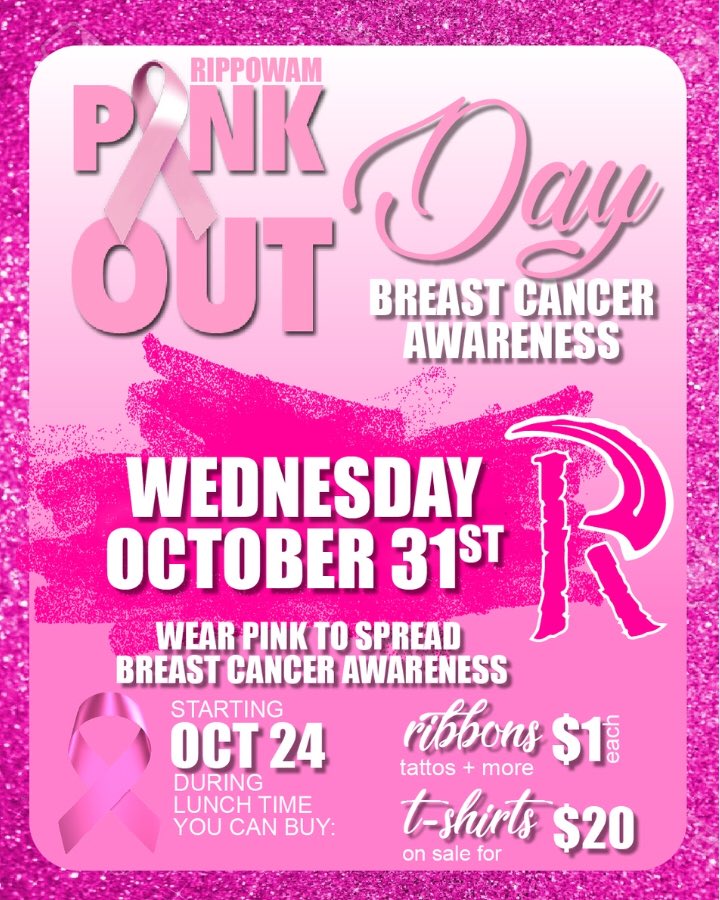 DiNardo511's tweet photo. 🎀 Rippowam’s Annual Pink Out will be October 31st 🎀 https://t.co/IAwkdmQrwo