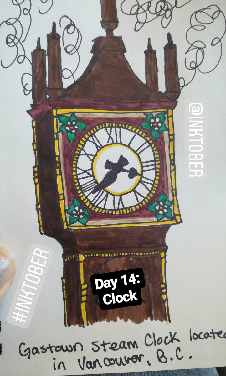 #inktober days 13 and 14! #guarded and #clock
.
.
.
#inktober2018 #gastownsteamclock #vancouver #art #drawing #inktoberday13 #inktoberday14 #sketchbook #sharpie #steamclock #clocks #gastown #art #artwork #ArtistOnTwitter