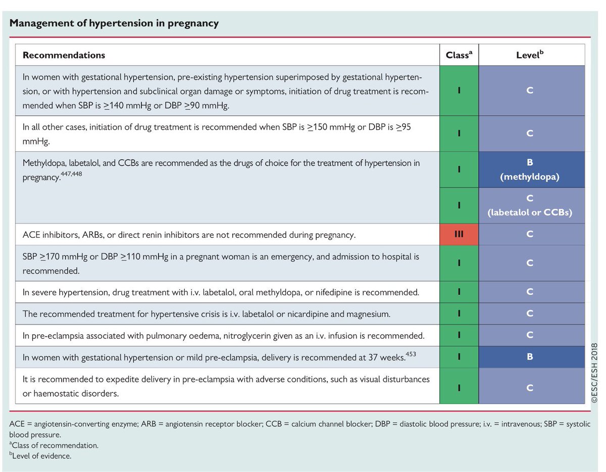pharmD_E's tweet photo. Management of hypertension in pregnancy 
#Hypertension 
#ESC2018 https://t.co/16o4E4MOVG