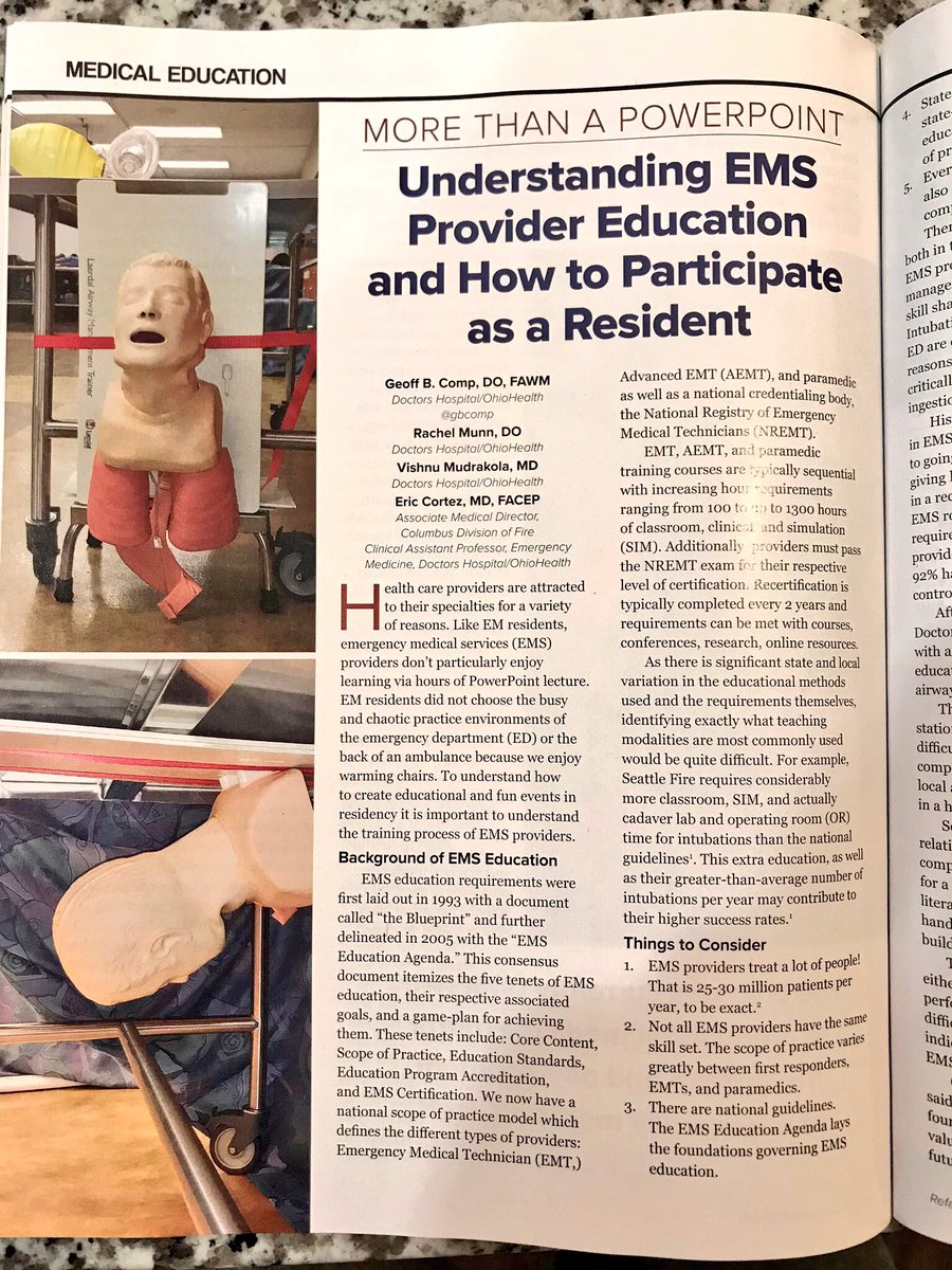 gbcomp's tweet image. So excited to have our article on #EMSEducation in the most recent issue of #EMResident! #PatientCareIsATeamSport #EMS #MEDucation @DoctorsEMres @emresidents @RMunn_DO @VishtheF1sh #EricCortez