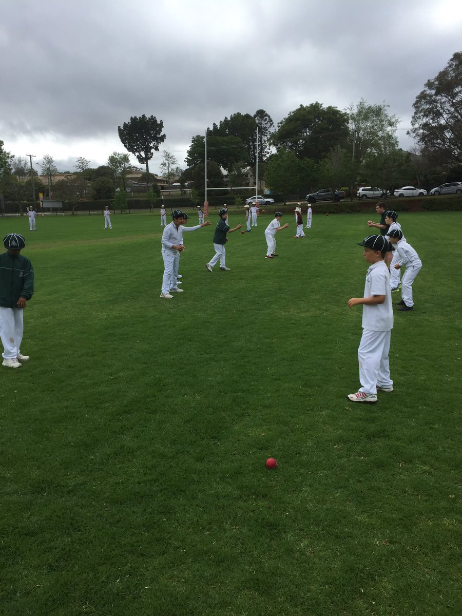 Both teams warming up ahead of the first match of the <a href="/trinitygrammar/">Trinity Grammar School, Sydney</a> Toowoomba Tour against TACAPS