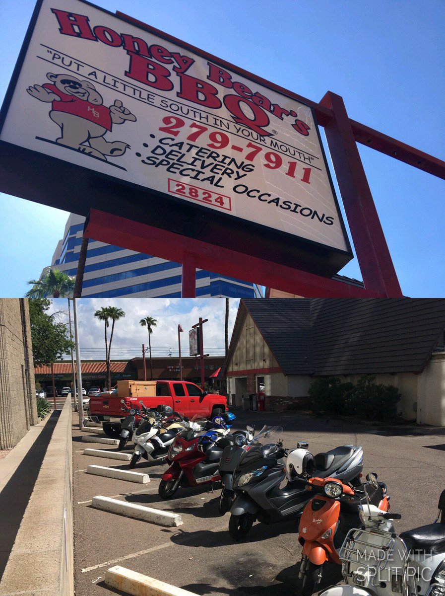 StayInTheLoopHB's tweet photo. Great day to get out and have some BBQ with friends!  Honey Bear’s BBQ turns 32yrs old this week!  Thank you all for your continued support!  #32years #anniversary #honeybearsbbq #YouDontNeedNoTeethToEatOurMeat #Phoenix #BBQ #BBQSauce #thankyou #love #bestbbq #seeyouatthebear https://t.co/uuYMCvz9Tg