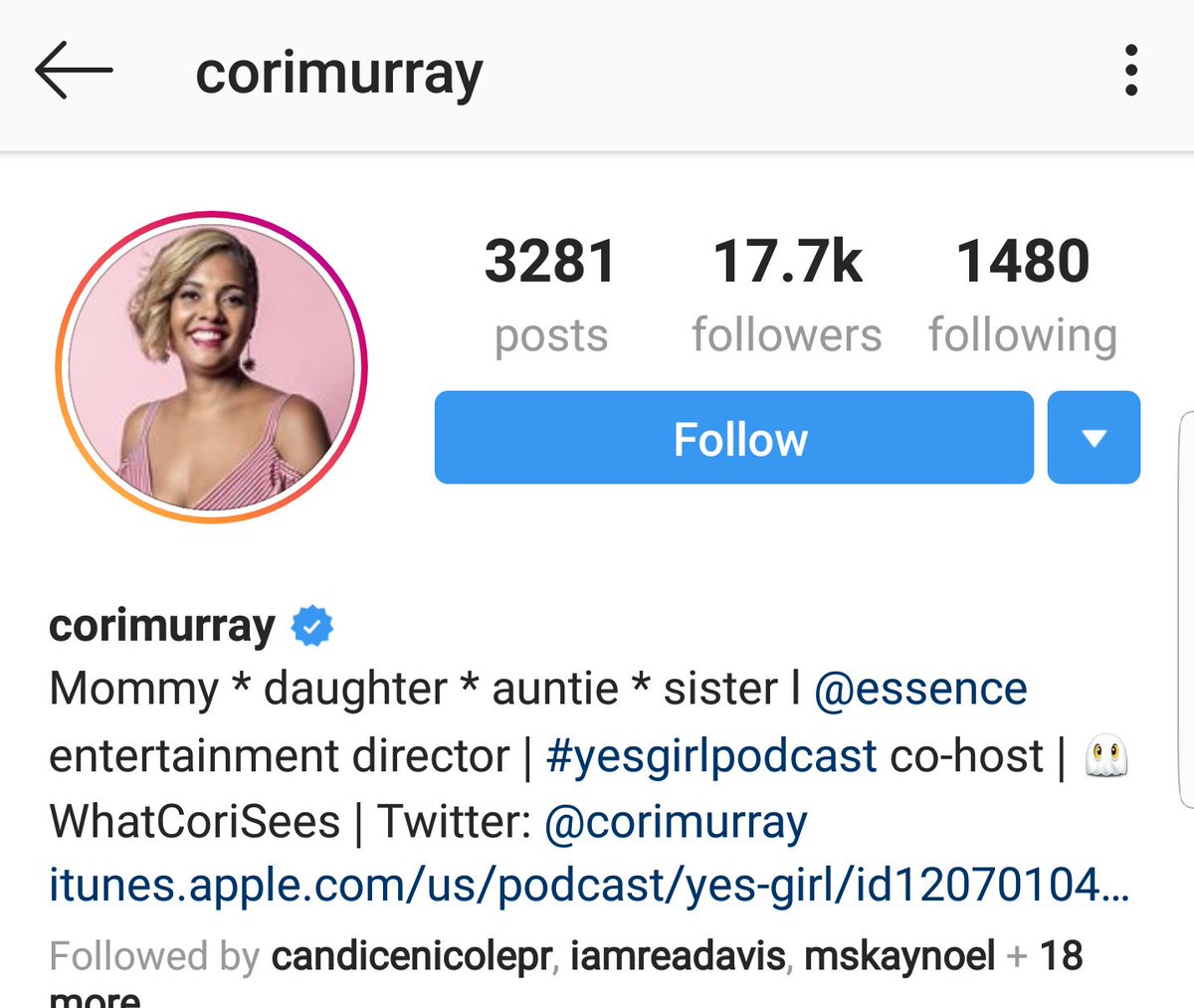 Cori Murray IG: CorimurrayEssence Entertainment DirectorPodcast co-host