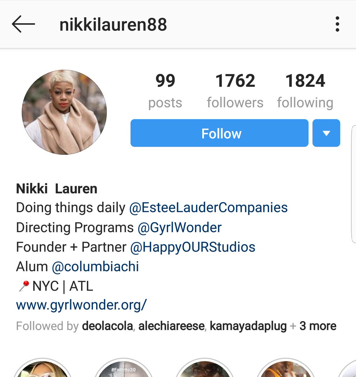 Nikki LaurenIG: NikkiLauren88Estee LauderProgram Director at GyrlWonderFounder + Partner at HappyOurStudios